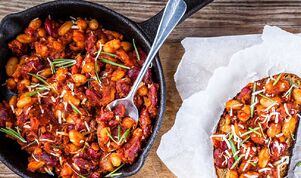 One Pot Cheesy Lentils and Beans