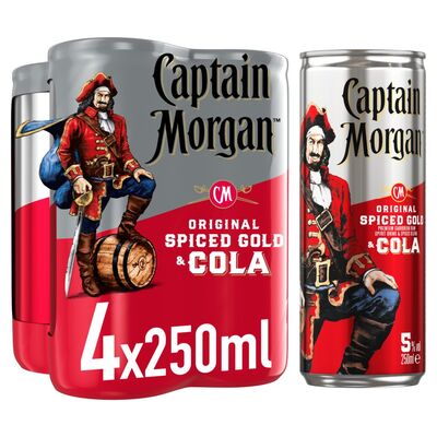 Captain Morgan & Cola Can Pack 4 x 250ml 