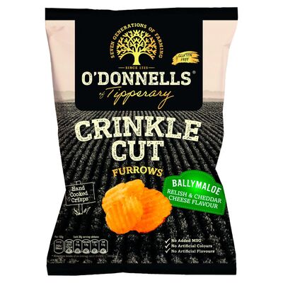 O'Donnell's Crinkle Cut Furrows Ballymaloe Relish & Cheddar Cheese 125g