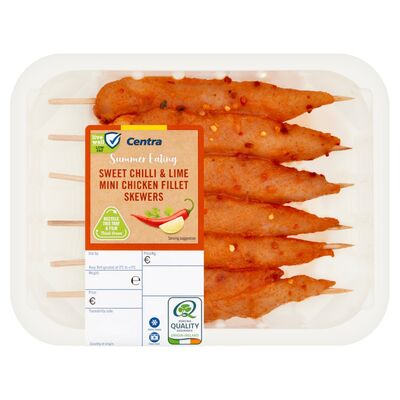 Centra Fresh Irish Sweet Chilli Lime Mini Chicken Fillet Skewers 300g